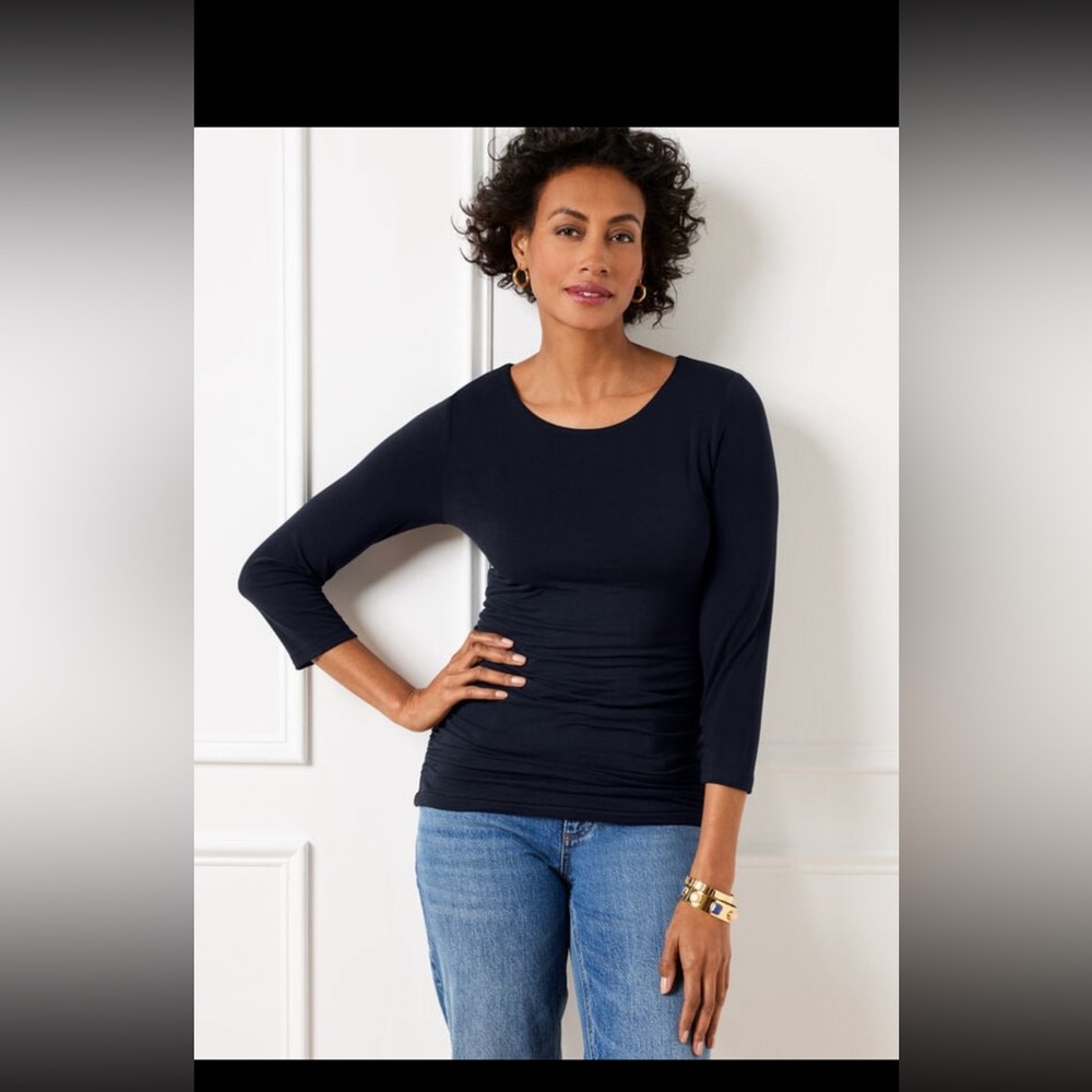 Talbots Ruched Scoop Neck Tee